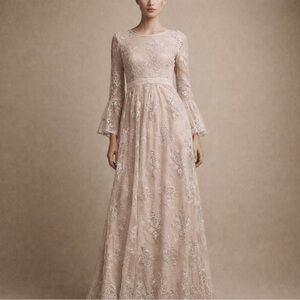 Southern Fried Chics Lace Long Sleeve Dress in Plush Pink Maxi Dress XXL NWT